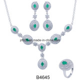 New Fashion African Beads Dubai White Gold Jewelry Set / Emerald Wedding Jewellery Designs
