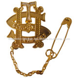 Gold Plating Cut out School Brooch