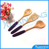 Bamboo Kitchen Tools with Color Handles, Set of 3