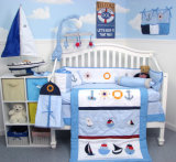 Bright Blue Cartoon Cotton Fabric Comfortable Baby Bedding Set