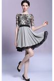 2016 New Design Bateau Half-Sleeves Knee Length Short Dresses