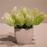 Mini Fake Plastic Potted Artificial Flower Bunch in White for Sale