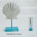 Vintage Polyresin Seashell Table Decoration with Wood Base