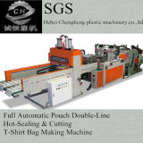 Full Automatic Pouch Double-Line Hot-Sealing & Cutting Vest Plastic Bag Making Machinery