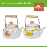 Square Enamel Kettle with Wooden Handle (BY-3205)