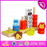 2015 Pretend Intelligent Wooden Stacking Toy, Educational Stacking Animal Toy, Stack Circle Toy Preschool Educational Toys W13D064