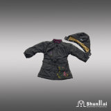 Children's Winter Warm Coat for Girls with Delicate Lacework and Detachable Hood