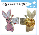 Rabbit Metal Lapel Pin in Gold Badge (badge-008)