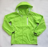 Waterproof Jacket Raincoat with Hoody Made of 100% Polyester Seam Taped in Lime