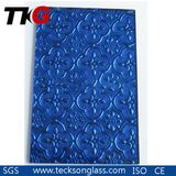 3-8mm Blue Flora Patterned Glass