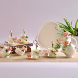 Porcelain Coffee Set in Good Quality Embossed Rose Design (AS-16008)
