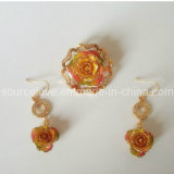 Fashion Jewelry-24k Gold Rose Earrings and Necklaces (XL021)