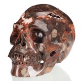 Natural Red Ryolite Stone Crystal Human Skull Carving Sculpture Decor 11b05