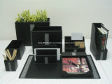Black Leather Combined with Grey Fabric Desk Sets (TDS-0522)