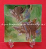 Decal Toughened Glass Plate With Plastic Stand (JRFCOLOR)