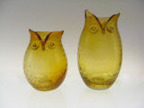Amber Rustic Hand Made Blown Owl Glass Vase (LTF056A, LTF057A)
