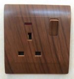 Electrical Wooden Color 13A Switched Socket with Neon