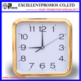 Gold Frame Logo Printing Square Plastic Wall Clock (Item27)