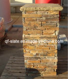 Decorative Natural Yellow Slate Column Stone Wall