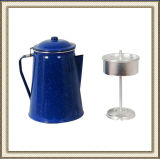 Blue Enamel Coffee Pot, Enamel Tea Pot, Enamel Kettle with Percolator