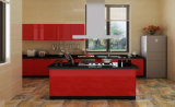 Red Lacquer Kitchen Cabinet Design