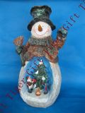 Polyresin Santa and Boy Inside Snowman W/LED Light and Music