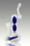 Bubbler Glass Pipe Glass Smoking Pipe with 2 Perc Inline Diffuser 12 Inches High (GB-175)