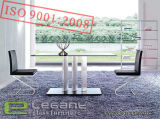 Modern High End Glass Dining Table with Three Metal Legs Support