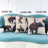 Retro Transfer Printed Cushion Elephant Digital Print Pillow (LCL04-381)