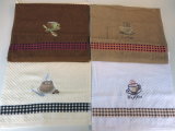 100% Cotton Solid Color Kitchen Towel with Embroidery and Weaving Satin