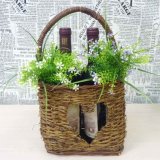 Handmade Custom Antique Handled Wine Storage Rattan Basket