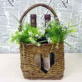 Handmade Custom Antique Handled Wine Storage Rattan Basket