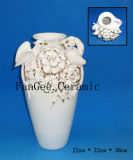 V6001 Ceramic Glazed White Vase for Decoration
