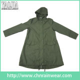 Army Green PVC Coating Adult Raincoat with Hood