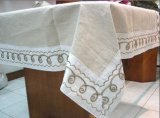 100%Linen Tablecloth with Embroidered Border (TC--018)