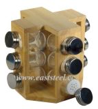 12PCS Rotatable Wooden Spice Jar Rack (DGW4314)