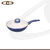 Blue Ceramic Wok with Painting Handle