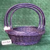 Brown Wicker Basket Set with Handle (#24011)