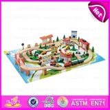 2015 Unique Cheap Wholesale Hot 3D Wooden Train Toy, Wooden Construction Track Set Toy Train, Kids 85/S Wooden Toy Train W04D014