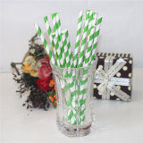 Green Striped Disposable Products Plastic Drinking Straw