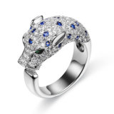 New Fashion Imitation Silver Jewellery Colorful Diamond Zircon Leopard Ring