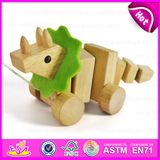 2015 Promotional Toy Funny Kids Pull Line Dog Toys, Wooden Children Pull String Toy, High Quality Wooden Pull Animal Toy W05b100