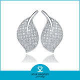 Low MOQ Leaf Shaped Silver Earring Jewellery for Women (E-0025)