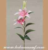 3 Heads Pink Artificial Flower Silk Lily (TM-BH002)
