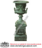 Cast Iron Vases with Artistic Pedestal, Garden Flowerpots (SK-7605A, B, C)