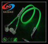 Luminous Zipper Earphones with Mic/Mobile Phones