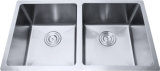 Handmade Small Radius R19 Stainless Steel Double Bowl Kitchen Sink