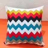 70%P+30%C Faux Linen Transfer Printed Geometric Pillow