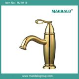 Antique Golden Polish Brass Bathroom Sink Faucet (HJ-9115)