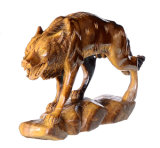 Tiger Eye Stone Carved Wolf Figurine